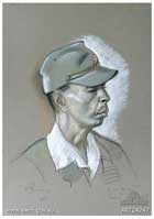 Lieutenant General KANDA Masatane, sketched here by Australian artist Geoffrey Mainwaring during the surrender ceremony, led the Japanese 6th Division on Bougainville prior to taking command of the 17th Army.