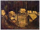 Sali Herman, Camp of Indian prisoners, Rabaul, 1946, oil on canvas, 61.2 x 81.6 cm, Australian War Memorial, ART22888.